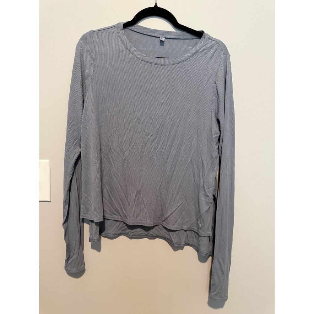 JoyLab Target Blue Ribbed Long Sleeve High Low Activewear Top F16816440